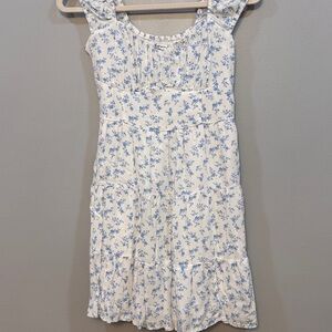 Hollister White mini Dress with Blue Floral Pattern size S
